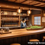 브루어리와 지역 경제 - A charming local brewery scene set in a traditional Japanese countryside village, showcasing brewers...