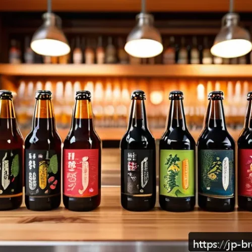 수제맥주 소비 트렌드 - A vibrant craft brewery scene showcasing a variety of uniquely flavored beers infused with bold frui...