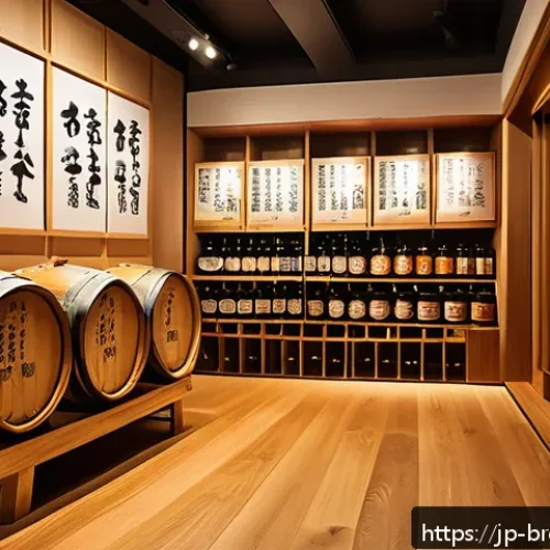 수제맥주 판매 전략 - A cozy local craft brewery interior in Japan during a lively regional festival, showcasing wooden ba...